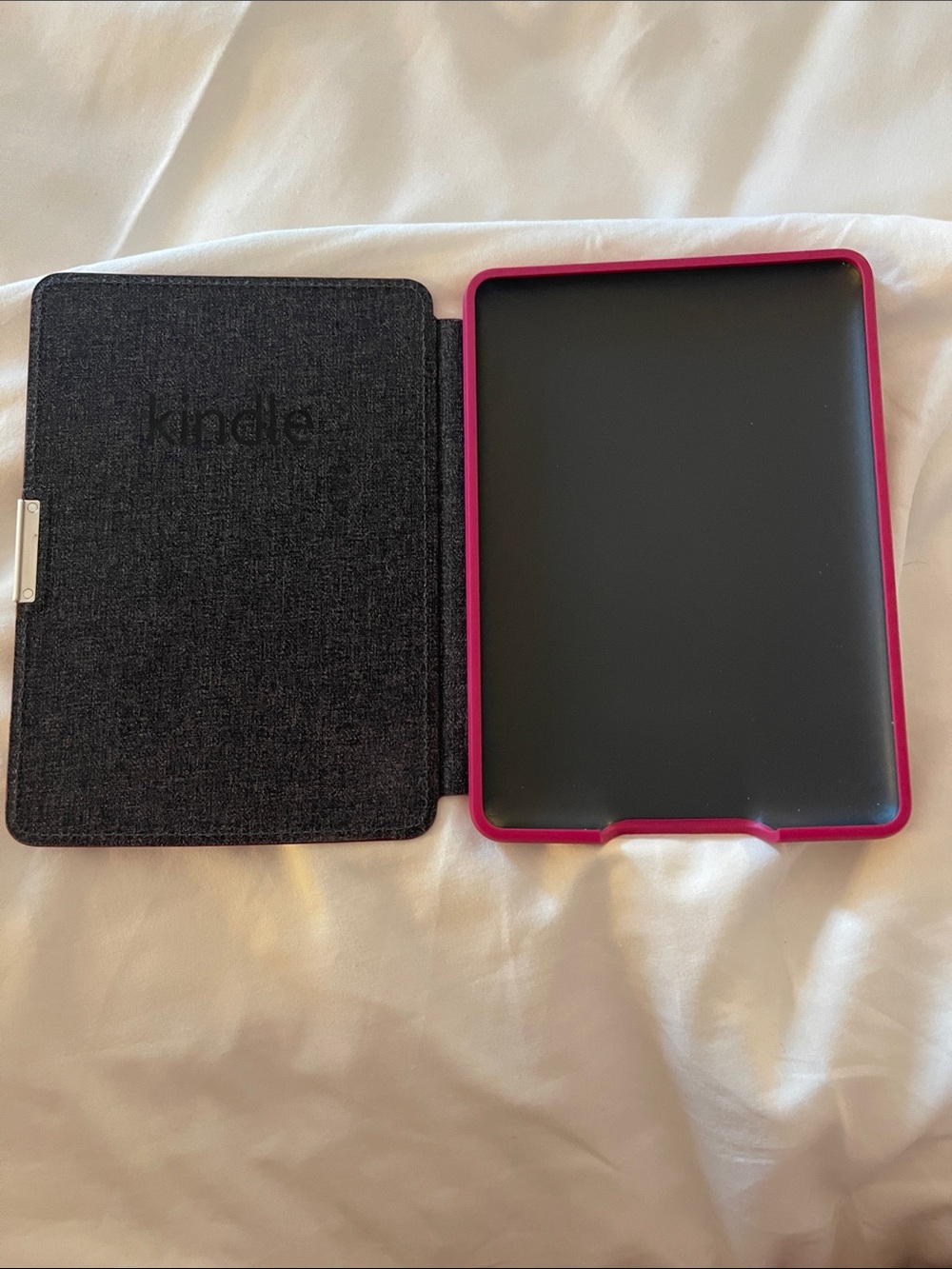 Kindle Protective Folio Case - Black Exterior with Pink Interior Frame